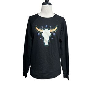 Rust + Dust American Original Black APONI Crewneck Rhinestone Sweatshirt Small